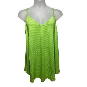 ZENANA Reversible Scoop n V neck Tank Top Cami Flowy Green & White Stripe 3X NEW